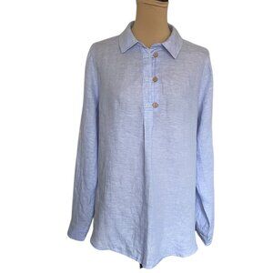 Sigred Olsen Blue Linen Top M